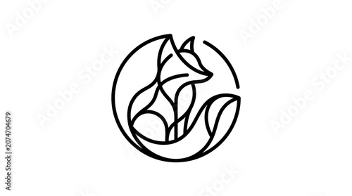 Black and white fox logo design.
