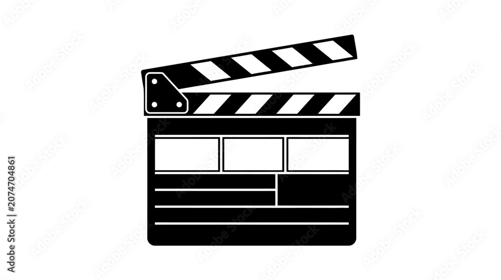 Fototapeta premium Black movie clapper board icon.