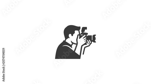 Bild auf Leinwand Man holding a digital camera.