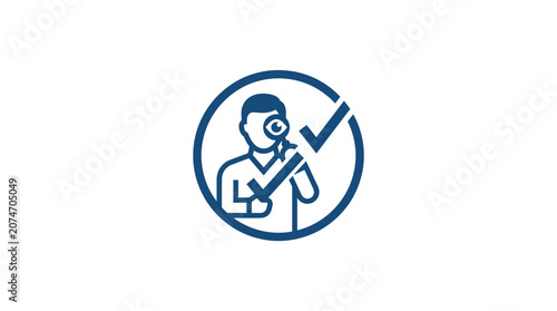 Obraz na płótnie Person with magnifying glass icon.