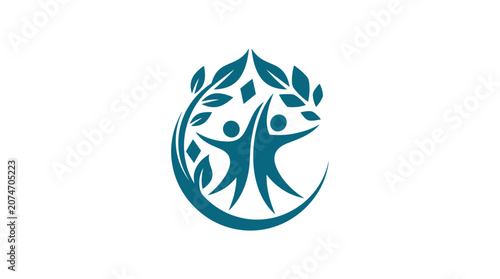 Green tree people logo design element.