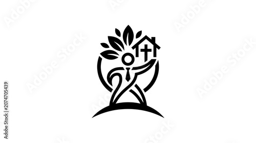 Canvastavla Black and white Christian church logo.