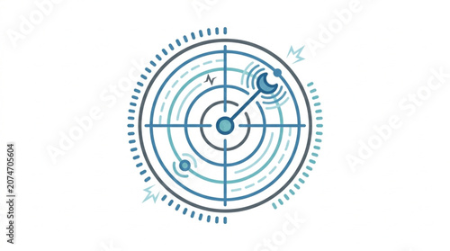 Fotografija Circular radar screen with navigation elements and celestial bodies