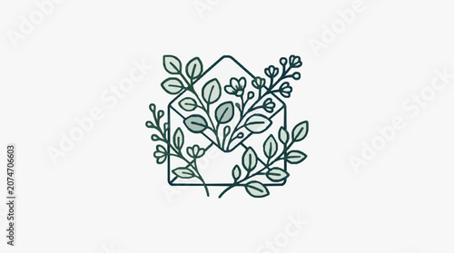 Intricate floral wreath line art design illustration.