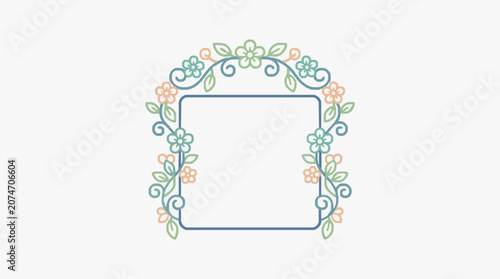 Intricate floral wreath border design with leaves and flowers.
