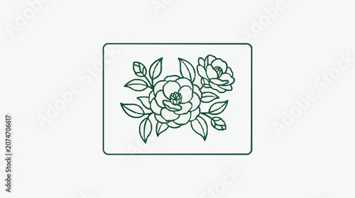 Intricate floral wreath line art illustration.