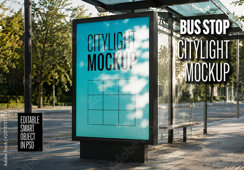 Bus Stop Citylight Mockup