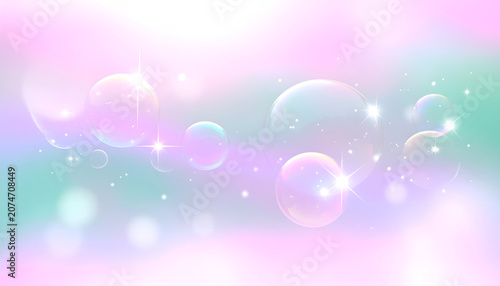 Dreamy Pastel Bubble Background with Sparkling Lights.