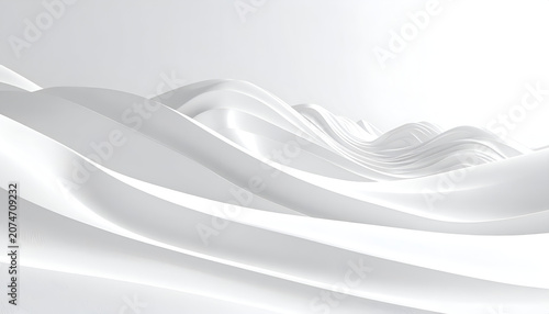 Abstract White Fabric Waves Flowing Smoothly.