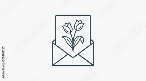 Minimalist line art of a blooming flower in a pot.