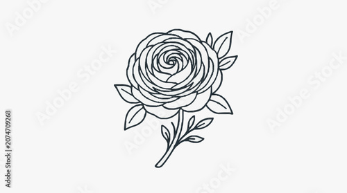 Minimalist line art of a blooming flower design.