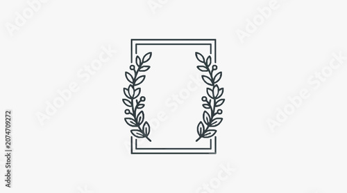 Minimalist line art of two symmetrical trees in a frame.