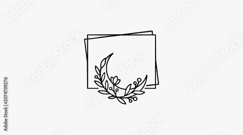 Minimalist line art sketch of a single bird perched on branch.
