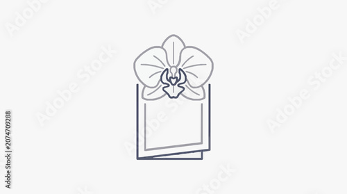 Minimalist line drawing of a blooming flower in a pot.