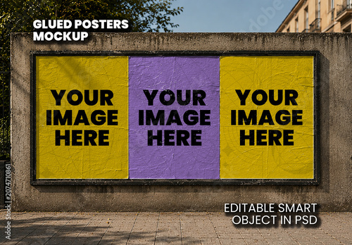 Glued Posters Mockup