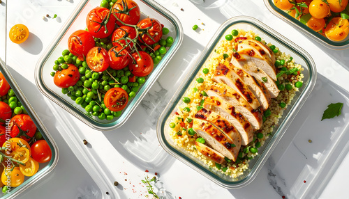 Healthy Meal Prep Containers with Grilled Chicken and Roasted Vegetables.