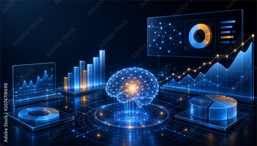 Fototapeta premium AI business intelligence concept with predictive analytics and data visualization