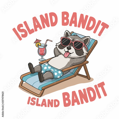 Raccoon Wearing Sunglasses on Beach Chair 2.