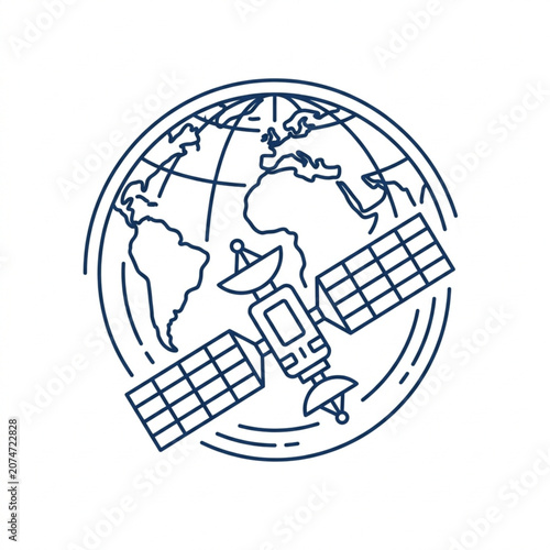 Satellite orbiting planet Earth global communication technology.