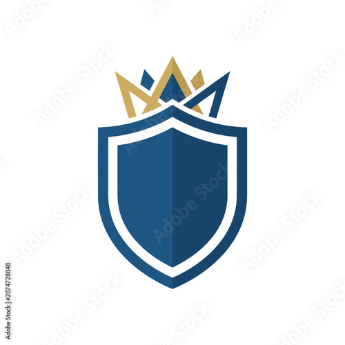 Foto Solid blue shield topped with gold crown.