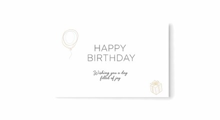 Minimalist happy birthday greeting card design with white background