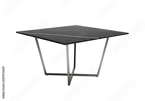 Square marble top dining table.