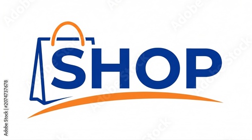 Modern e-commerce logo design template with shopping bag icon and 