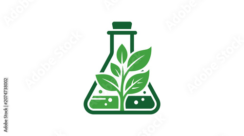 Green plant in a flask bottle.
