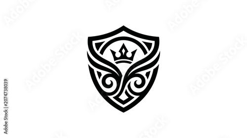 Foto Black Shield Crown Logo Emblem Design.