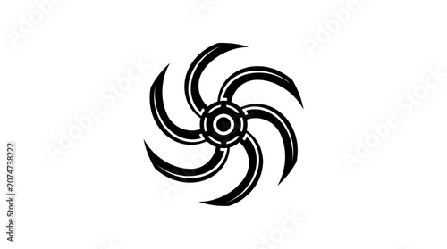 Bild auf Leinwand Black turbine rotor spinning blades icon.