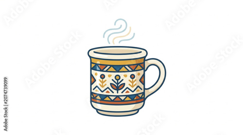 Konstfotografi Warm Beverage in a Decorative Mug with Steam.