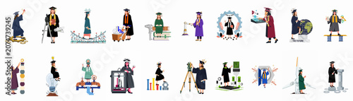 Diverse collection of female engineering graduates representing various STEM fields like robotics, civil engineering, and renewable energy, showcasing career success and graduation.