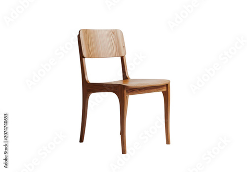 Wooden chair isolated on gray checkered background.