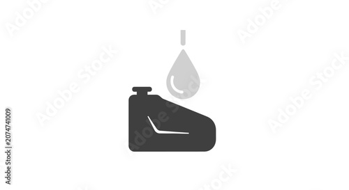 Minimalist representation of fuel canister with oil drop, automotive or industry concept image