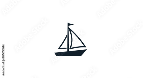 Minimalist sailboat illustration suitable for branding and conveying maritime themes
