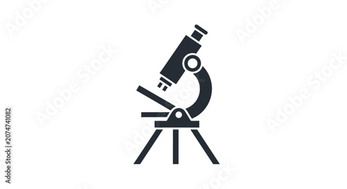 Minimalist Silhouette of a Microscope Symbolizing Science, Research, and Discovery