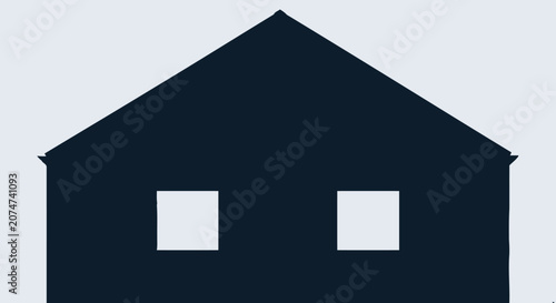 Minimalist silhouette of a house with windows against a light background architecture.