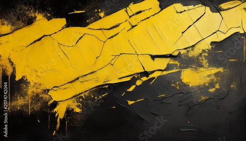 abstract black and yellow grunge texture with rough paint edge industrial distressed background with cracked surface and urban street art style
