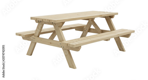 Wooden picnic table and benches outdoor furniture wooden set.