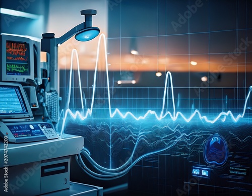 medical heart monitor tracking patient vitals