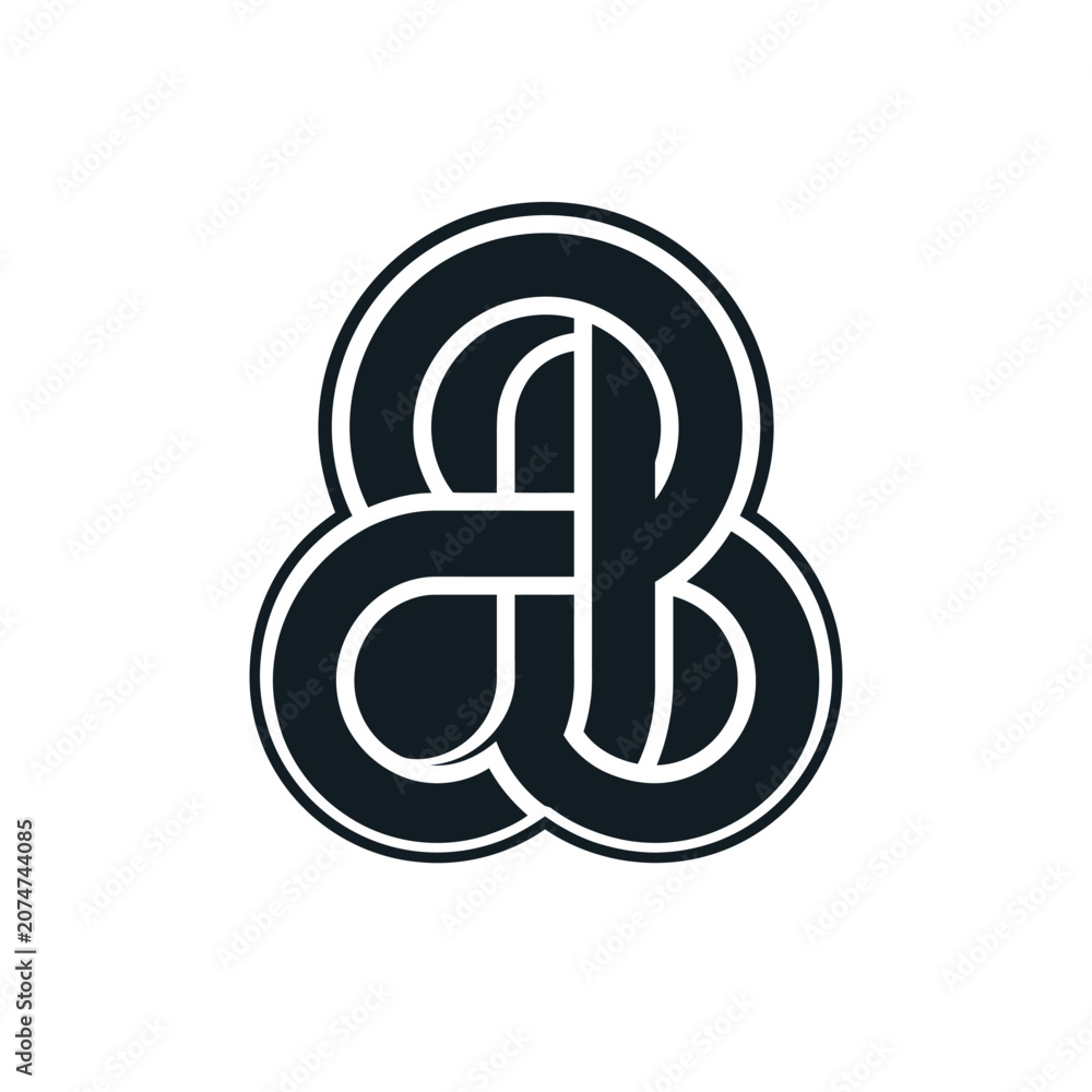 Obraz na plátně Black abstract interlocking loop monogram icon.