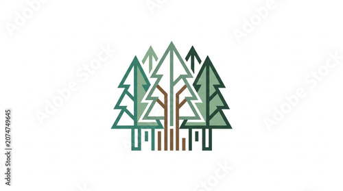 Stylized Evergreen Trees Forest Graphic Design.