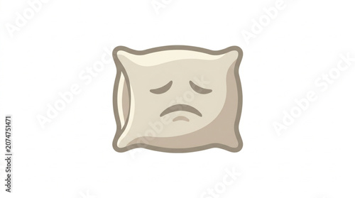 Schilderij op canvas Sad Pillow Illustration with a Frowning Face.