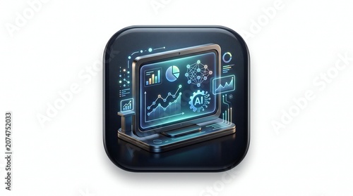 3D AI Presentation Maker App Interface, Smart Slide Design and Automated Business Presentation Technology

