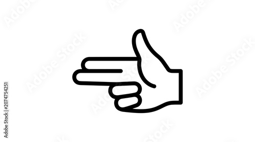 Hand gesture pointing two fingers like a gun icon.