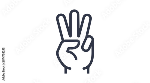 Hand gesture showing three fingers raised in the air.