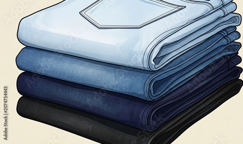 Folded Denim Jeans Stack Close-up