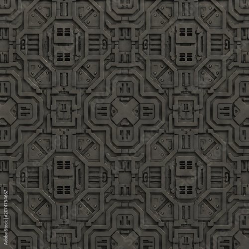 Dark Warm Gray Ceramic Composite Sci-Fi Panel Seamless Texture Background
