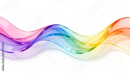 Abstract rainbow-colored wave pattern on a white background