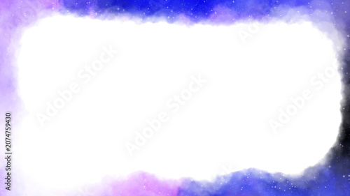 Decorative Purple Galaxy Border Rectangle Frame with Cosmic Glow Background -Fantasy Purple Cosmos Border with Galaxy, Nebula and Space Background